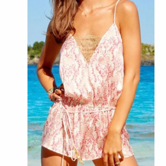 Beach Bunny Other - Beach Bunny Pink and Gold Romper